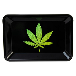 Rolling Tray Metall Green Leaf, mini slim, 18x14x1,4cm