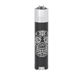 Feuerzeug Clipper METALL, Mexican Skull, Silber