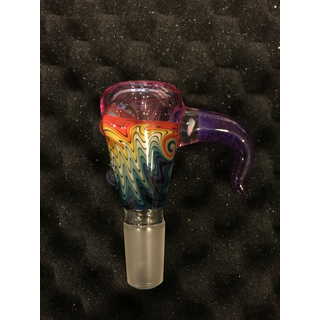 Mitchellglass Vesuvio, NS18, Colour-Section with Horn, Rainbow/Blue & Pink Top