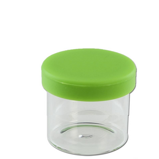 Glasdose 8ml, mit Silikondeckel GRN, h 30mm, dm 30mm