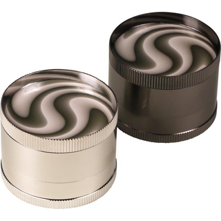 CNC-Grinder+Sieb Trippy Spiral Silber, 50mm, 4-tlg, H 37mm