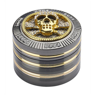 CNC Aluminium Grinder/Pollinator 4-tlg, h 36, dm 50mm, Bling Bling - Skull