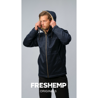 Mens Original Hemp Jacket, by Freshemp, Blue XXL
