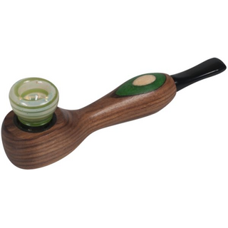 Holzpfeife Hybrid Pipe mit Glaskopf (wechselbar), 11cm