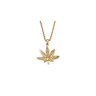 Halskette Leaf Pendant, Edelstahl, 66cm, Gold Leaf