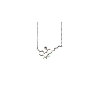 Halskette THC Molecule, Edelstahl, 48cm, Green Stones