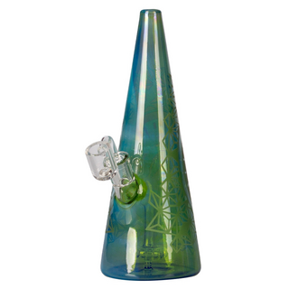 Grace Glass Bubbler Cone, H 24cm, NS14, inklusive Banger, Galaxy on green