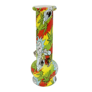 Mini Bubble Bong 15cm, Rick&Morty Leaves mit Schraubsystem