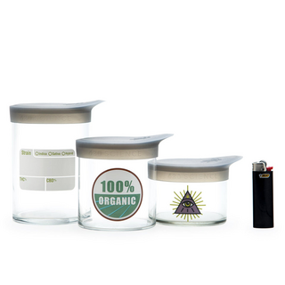 Wide mouth Soft Pop Jar, 420 Sience  Hello my strain is... - Write & Erase, Clear, in div Grssen