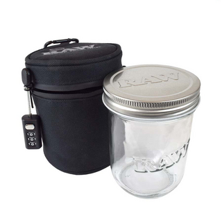 RAW Smell Proof Cosy & Jar, Mason Jar in lockable protective case, Large, h 12cm, 16oz / 475ml