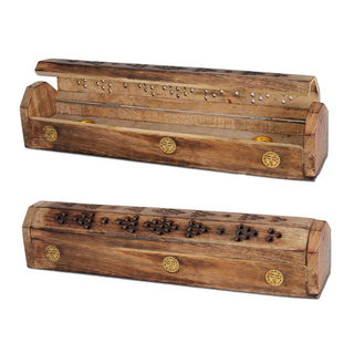 Rucherstbchenbox Holz, mit Klappdeckel & Staufach, ca...