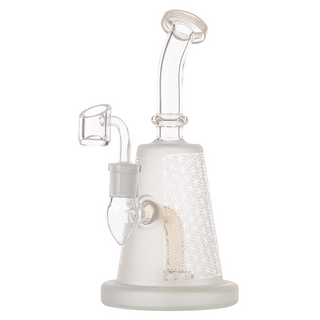 Amsterdam Oil-Bubbler Bent Neck h 22cm, NS14,  90/20mm, Duschkopf-Diffusor, flower of life gestrahlt