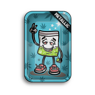 Rolling Tray Metall, Weedbag, medium 27,5x17,5cm, METALLIC