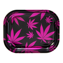 Rolling Tray Metall, Leaves Pink, small 18x14cm, METALLIC