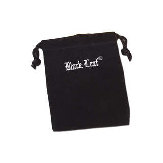 Samtbeutel, schwarz mit Black Leaf Logo,125 x 90mm