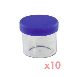 Glasdose 8ml, mit Silikondeckel BLAU, h 30mm, dm 30mm