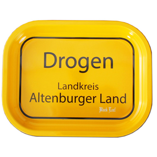 BlackLeaf Rolling Tray, Ortsschild Drogen, 18x13x1cm