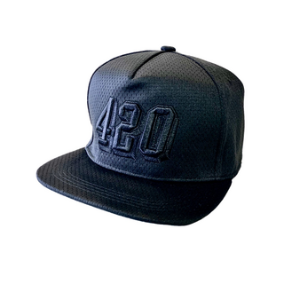 Flat Cap 3D Embroidery 420 black on black (Snapback - one Size)