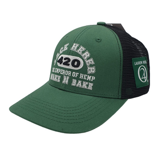 420 Trucker Cap Wake N Bake - Jack Herer green, by Lauren Rose, (Snapback - one Size)