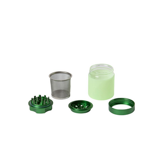 CNC-Grinder+Sieb+Glasbehlter ALU, Magnet, Grn, dm 65mm