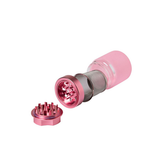 CNC-Grinder+Sieb+Glasbehlter ALU, Magnet, Pink, dm 65mm