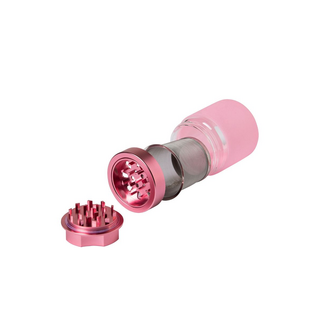 CNC-Grinder+Sieb+Glasbehälter ALU, Magnet, Pink, dm 65mm