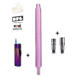 Viva Bundle Pink-Dani - XL-Glas-Stem PINK, BFG Dani V3 steel Vaporizer Tip & Novi Torch 3-flame