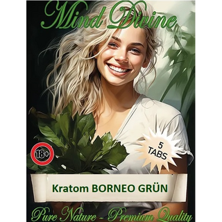 Mind Divine, Kratom (Mitragyna speciosa), Tabs 5x 1g, Grn Borneo