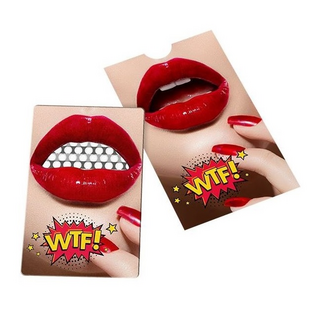 Grinder Card, Lips, WTF, Pin-Up Girl