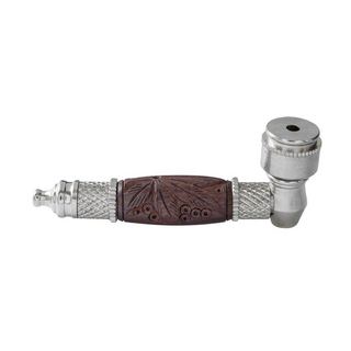 Schraubpfeife Metall mit Holzmantel Leaf, 8,5cm