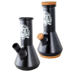 Black Leaf Kolbenbong/Beaker, Schwarzglas, mit Korkboden...